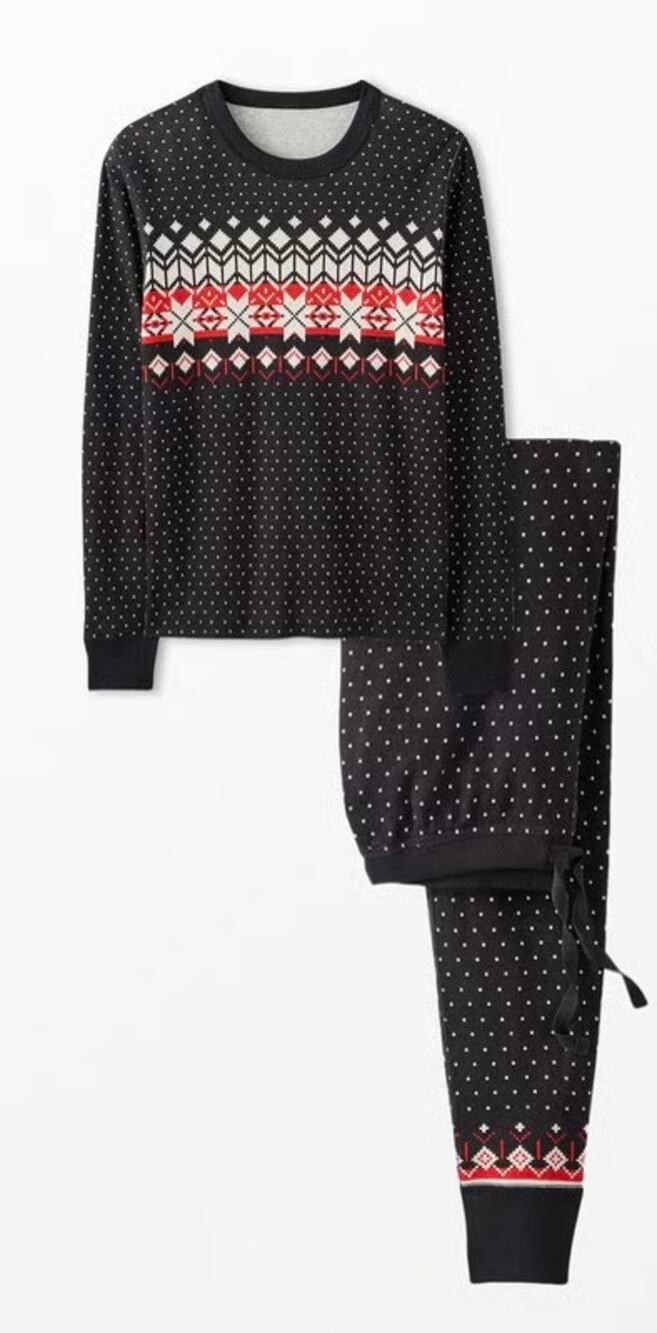 Hanna Andersson Unisex Adult Black Fairisle Pajama Set